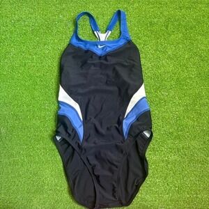 Nike Women's 12 One Piece Swimsuit Center‎ Swoosh Beach Vacation Retro Y2K